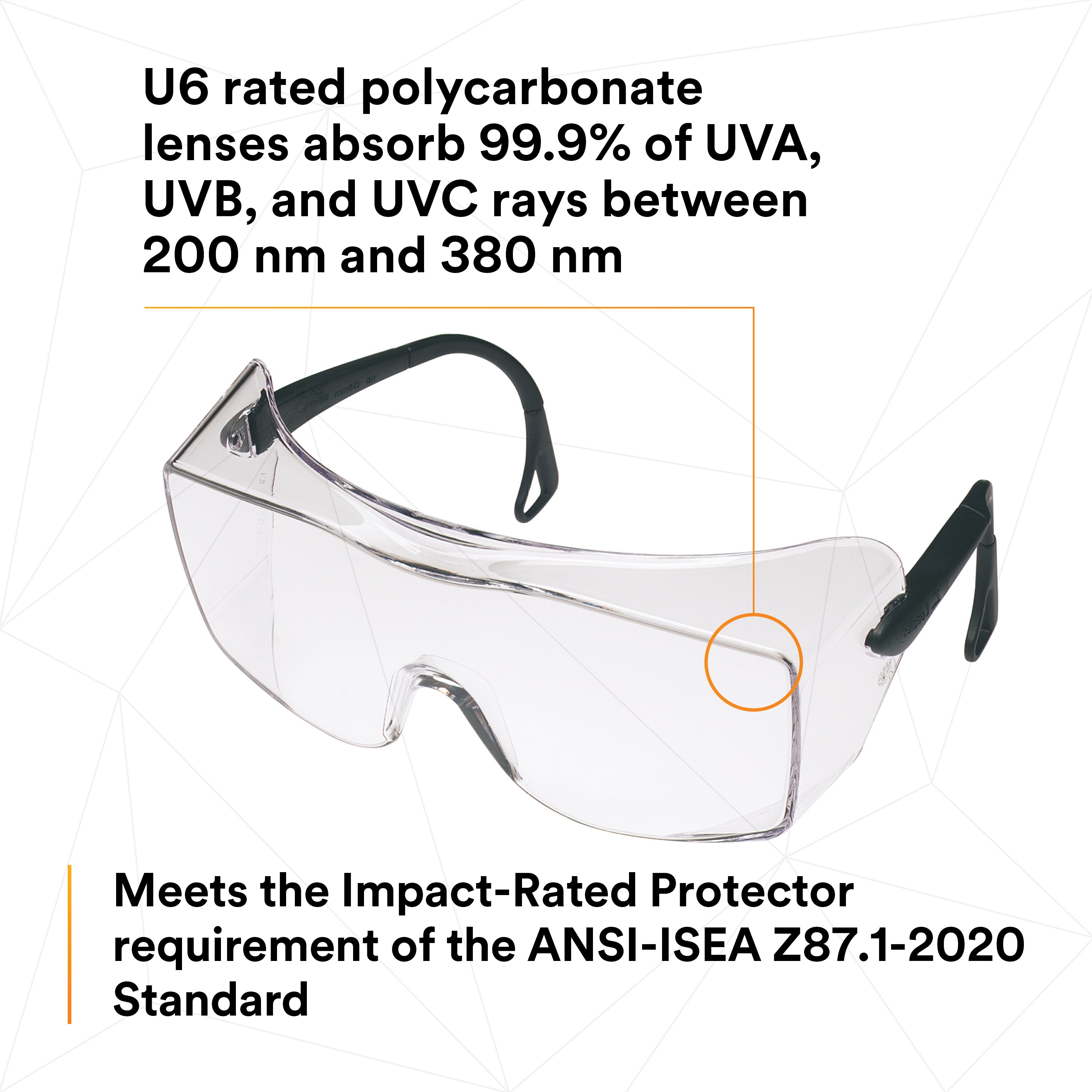 3M OX Protective 2000 Safety Glasses with Clear Anti-Fog Lens and Black Secure Grip Temple from Columbia Safety